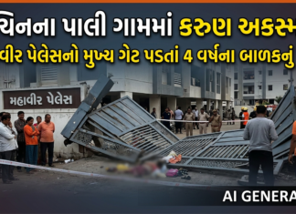 સચિનના પાલી ગામમાં કરુણ અકસ્માત: મહાવીર પેલેસનો મુખ્ય ગેટ પડતાં 4 વર્ષના બાળકનું મોત…