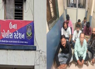 ઉનામાં જાહેરમાં જુગાર રમતા 10 ઈસમો ઝડપાયા, રૂ.65 હજારનો મુદ્દામાલ કબજે…